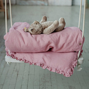 Gots giấy chứng nhận sinh thái thân thiện mềm mại 100% Pháp Linen trẻ em bé nôi bộ đồ giường tấm <span class=keywords><strong>Set</strong></span> Duvet cover <span class=keywords><strong>Set</strong></span> với gối trường hợp - Product Image 4