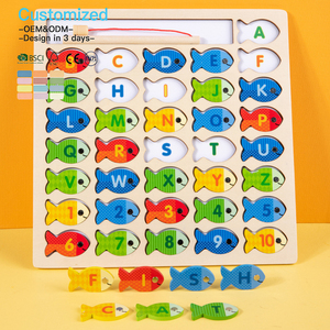 Jeu de pêche et de puzzle en bois Montessori EDULAND CE CPC OEM ODM, jouet éducatif précoce pour la coordination œil-main des tout-petits - Product Image 3