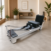 Reformer Pilates Personnalisé avec Cercles de Base en Hêtre/Chêne/Érable, Finition Peinte en Blanc, Ensemble Premium Cinq Pièces pour Yoga et Fitness à Domicile