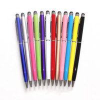Stylos à bille promotionnels fins en métal noir personnalisés avec logo sur mesure, impression sérigraphique, stylet à séchage rapide pour écran tactile