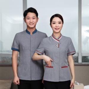Uniforme de ménage à manches courtes, 3 couleurs, design élégant, pour hôpitaux, uniformes noirs pour femmes de chambre et personnel de nettoyage - Vente en gros - Product Image 2