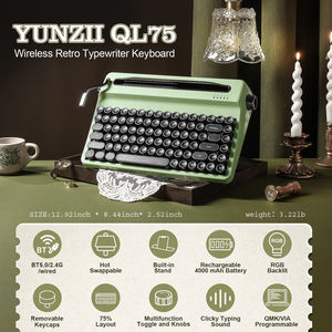 Clavier mécanique YUNZII QL75 rétro type <span class=keywords><strong>machine</strong></span> <span class=keywords><strong>à</strong></span> <span class=keywords><strong>écrire</strong></span>, 75 %, QMK VIA RGB, échangeable <span class=keywords><strong>à</strong></span> chaud, sans fil, trois modes, filaire, pour le gaming - Product Image 3