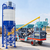 Vente directe du fabricant, centrale à béton mobile multifonctionnelle JS750 à deux bacs, 45 m³/h