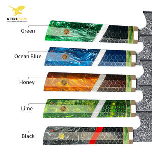 Couteau Kiritsuke KEENHOPE de 8 pouces, acier Damas 67 couches VG10 10Cr15CoMoV, manche en résine composite colorée et maille d'aluminium - Product Image 3