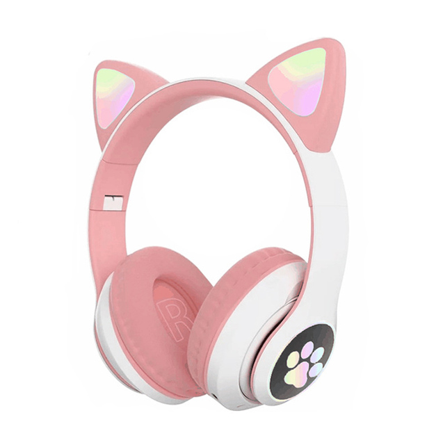 Over Ear Wireless Bluetooth5 Headset Cat Ear Headphones Surround Sound Top Gaming Headphones Wholesale Cheap LED Lights Earphone