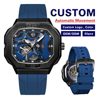 Montre squelette automatique de qualité expositrice pour hommes |   Montres mécaniques de luxe OEM avec logo personnalisé