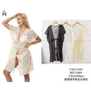 Kimono ajustable de encaje para playa, cubierta de traje de baño para mujer, ropa de verano ligera y a la moda, top de traje de baño. - Product Image 3
