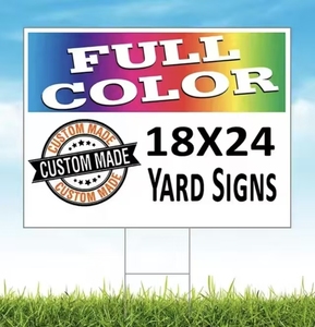 Panneau de jardin personnalisé 18x24, durable et coloré, avec piquets en H, résistant à l'eau, aux UV et à la décoloration, pour la décoration extérieure de pelouses, jardins et événements - Product Image 1