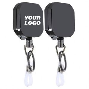 Heavy-Duty Vintage Style Square Badge Reel Keychain with PVC Strap Hard Plastic ID Card Holder - Product Image 1