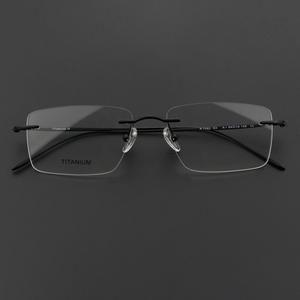 クラシックシンプルメタルリムレススクエア狭いチタンフレーム光学眼鏡薄い寺院ゴールドシルバーファッションデザイン - Product Image 1