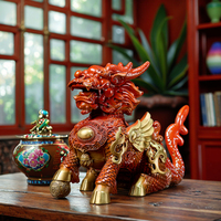 Dragon Lion Chi Lin Statue Moderne Feng Shui Qi Lin Laiton Décoration Maison Ange Moulé à la Main Statuette Métallique Gravée pour Chinois