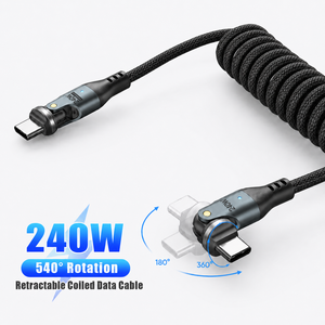 <span class=keywords><strong>Cable</strong></span> <span class=keywords><strong>USB</strong></span>-<span class=keywords><strong>C</strong></span> de Carga Rápida de 240W, <span class=keywords><strong>Doble</strong></span> Rotación de 540 Grados, Trenzado de Nailon, 5A, Transferencia de Datos de 480mbps, Retráctil, Tipo-<span class=keywords><strong>C</strong></span> - Product Image 4
