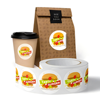 Etiquetas Adhesivas Personalizadas para Empaques de Comida Rápida, Logotipos para Cajas de Hamburguesas, Vasos de Café, Promoción de Marca para Restaurantes de Comida para Llevar