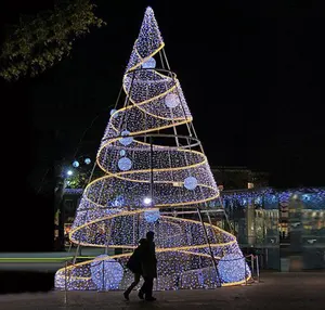 Düşük fiyat özel açık ticari dev Metal çerçeve noel ağacı motif ışıkları ile LED ışık yılbaşı ağacı