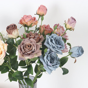 Bouquet de roses artificielles Jessie, blanc, champagne, rose, bleu, café, arrangement en vase, décoration de mariage et de maison - Product Image 3