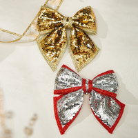 LANTINGXU - Lazo de Navidad con Purpurina Dorado, Plateado y Rojo Brillante, Clásico, para Regalos, en Stock