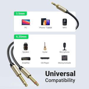 Câble stéréo Ugreen 1/8 1/4 <span class=keywords><strong>RCA</strong></span> plaqué or avec gaine en PVC, adaptateur répartiteur en Y double 6,35 mm mono pour <span class=keywords><strong>iPhone</strong></span>, carte son, haut-parleurs - Product Image 6