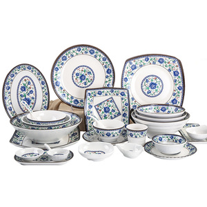 White Porcelain Chinese Style Dish <b>Set</b> With Floral Pattern Round Bowls Plates For Daily Use Durable <b>Restaurant</b> Tableware - Product Image 5