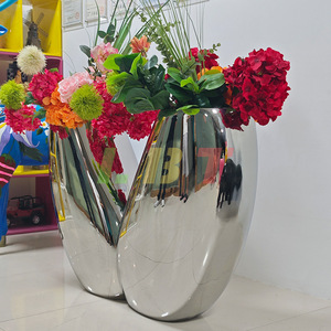 Stainless Steel Flower Pot Elliptical <b>Floor</b> <b>Standing</b> <b>Mirror</b> Finish Indoor Shopping Mall Planters LBT H1 - Product Image 3