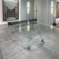 Table de tennis de table de qualité supérieure, moderne, transparente, en verre trempé, personnalisable, standard, pour villa, manoir, maison