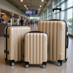 Juego de maletas multifuncional 3 en 1 Champagne con candado de combinación y ruedas para viaje - Product Image 2