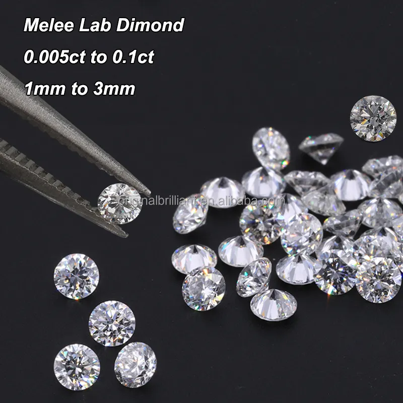 معمل من الأحجار الإصطناعية المزينة بالماس, 1 ، 0.005ct - 0.11ct ، ، 3 ، DEF الأبيض مقابل HPHT ، معمل فضفاض ، معمل ،