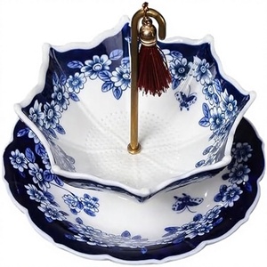 Infusore e Filtro per Tè in Porcellana a Forma di Ombrello, Design Cinese Blu e Bianco Rotante, Multiuso, Lavabile in Lavastoviglie, per Tè Sfuso - Product Image 1
