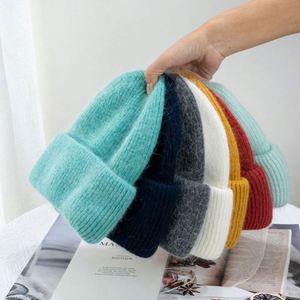 Chapeaux d'hiver pour femmes en angora, bonnet en poils de lapin longs, bonnet tricoté en fil acrylique - Product Image 4