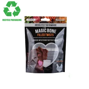 Recyclable 1Kg 170Microns White PE Gloss Finish High Barrier Waterproof Fancy Pet Food Flexible Stand Up Pouch Packaging