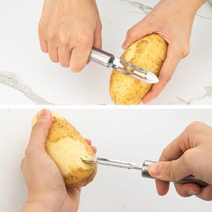 VOOVAO 手动长柄土豆捣碎器带削皮器 易于清洁 304 不锈钢 可用洗碗机清洗 - Product Image 4