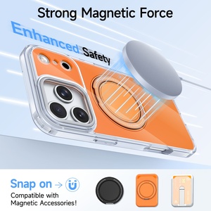 Coque de téléphone en acrylique miroir à motif animal pour <span class=keywords><strong>iPhone</strong></span> 17/16e avec support magnétique à anneau, surface brillante et revêtement anti-traces de doigts AF - Product Image 3