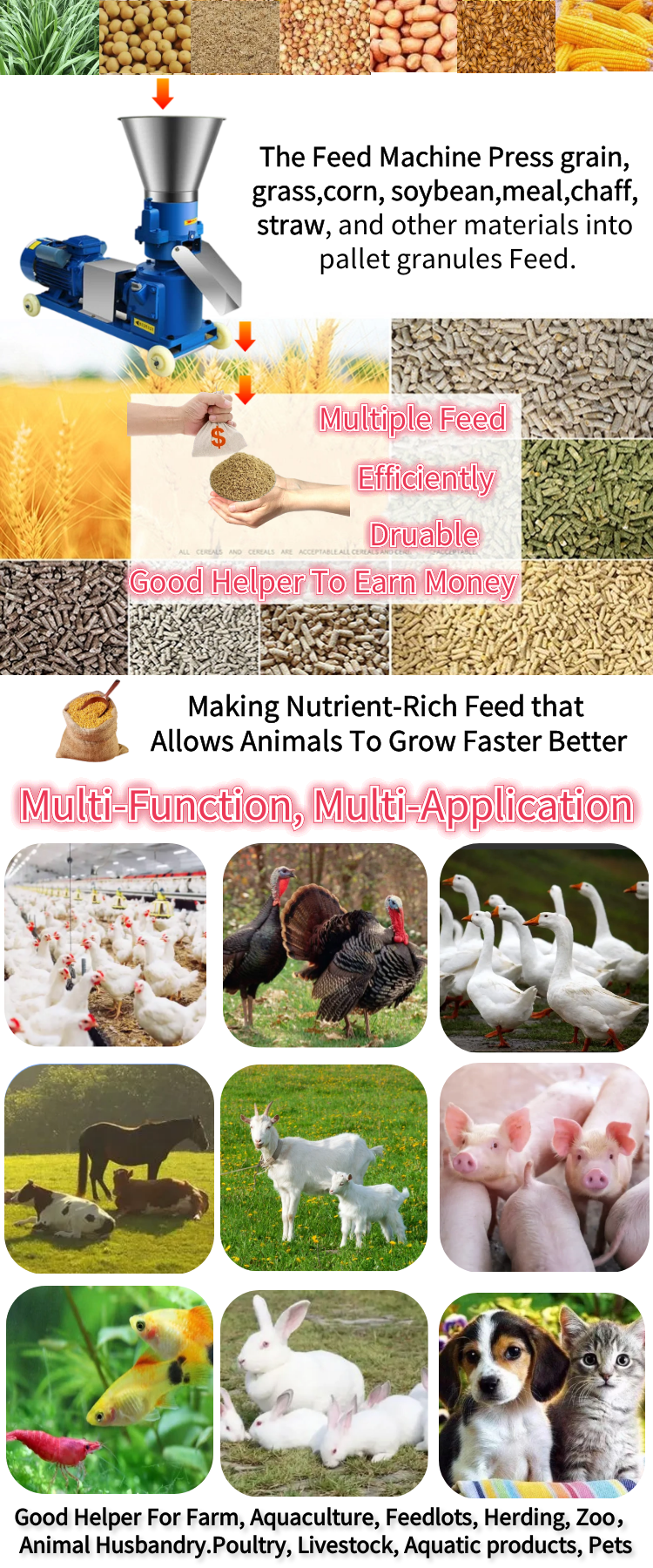 220v tractor pet food waste convert machine to make pellets press homemade animal produce chicken food feed making machine price