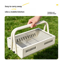 Barbecue portable multifonctionnel pliable pour patio extérieur, cuisinière à charbon épaisse pour barbecue et préparation de thé