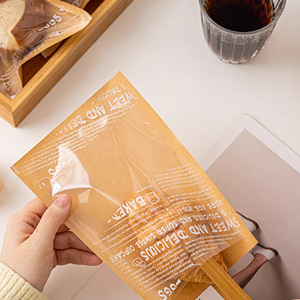 Công ty tùy chỉnh logo in bánh mì Túi giấy đáy phẳng bánh sandwich nâu kraft gói giấy - Product Image 4