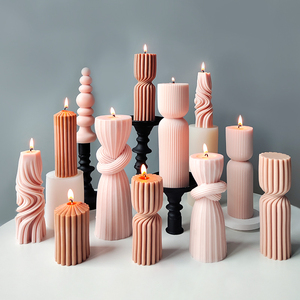 Molde de Vela Cilíndrica Listrada Espiral Geométrica DIY para Velas Aromáticas e Sabonetes Artesanais - Product Image 1