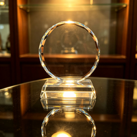 Base de plaque de trophée en cristal biseauté, gravable au laser, écologique, imprimée UV, récompense en cristal transparent, personnalisable pour cérémonie d'entreprise