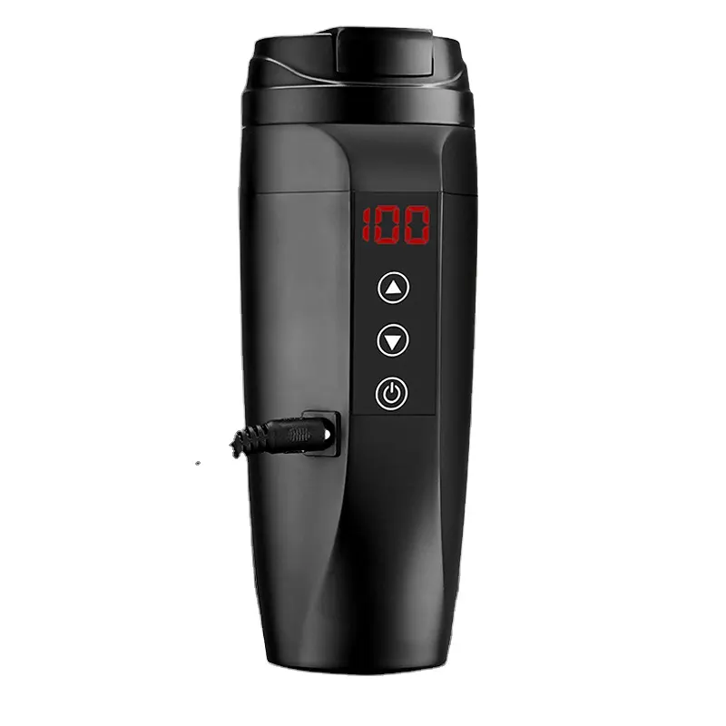 12V Electric Travel Tumbler Stainless Steel Metal Body Smart Mug with Temperature Control Coffee Boiling USB Powered Kettle