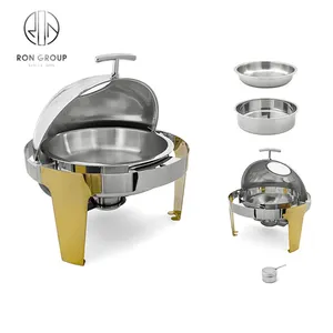 Catering Hot Sale 6L Chaffers Chafing Dish Food Warmer Stainless Steel Buffet Round Chafing Dishes For Catering Serving Dish