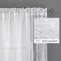 Treillis marocain brodé blanc voilages panneaux français texturé tringle poche Voile Tulle semi fenêtre rideaux pour chambre