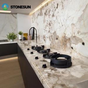 Comptoirs de cuisine en quartzite naturel translucide Pandora StoneSun Lighting pour salon, mur de la maison, îlot, table, dessus de meuble-lavabo - Product Image 2