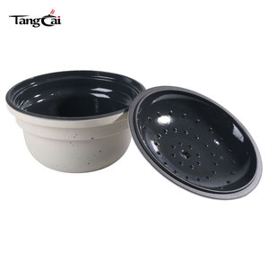 Casserole à riz ronde émaillée blanche de 11 pouces, style coréen, avec couvercle émaillé, idéale pour Bibimbap, soupes et cuisson lente – Tendance du moment - Product Image 6