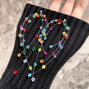 Boucles d'oreilles pendantes à pampilles en cristal coloré pour femmes, bijoux tendance pour les fêtes - Product Image 4