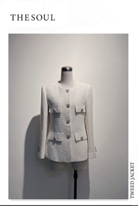 Venta caliente elegante alta moda estilo minimalista Lilian Tweed chaqueta para mujeres nueva tendencia transpirable impreso traje chaqueta - Product Image 6