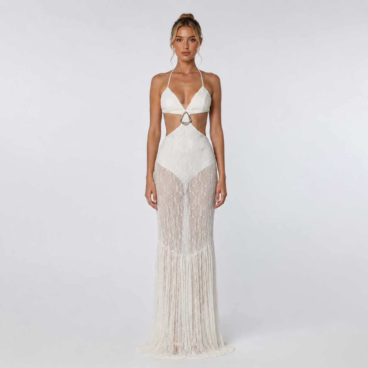 Sheer White Dress - Lace Sheer Midi Dress for Women Sheer White Dress - Lace Sheer Midi Dress for Women