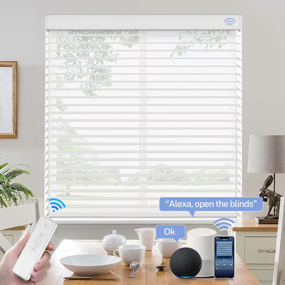 Motorized battery powered smart electric roller blinds 32x68 shangrila blinds