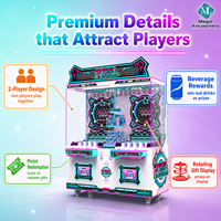 Machine à grue d'arcade 2 joueurs, modèle métallique, avec accepteur de billets et monnayeur, pour jeu de récompenses de boissons, thème boissons tendance