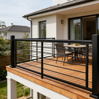 Rampe en acier galvanisé noir antirouille, rampe personnalisée galvanisée à chaud, clôture de sécurité pour patio et balcon