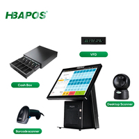 Mesin POS HBA-Q5 pencetak bawaan POS mesin kasir dengan manajemen perangkat lunak pemotong semua dalam satu sistem POS untuk bisnis kecil.