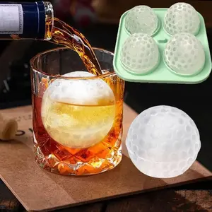 3D高尔夫冰块模具冰球托盘模具威士忌，硅胶方盒高尔夫球模具冰块托盘鸡尾酒