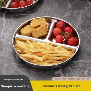 Platos Divididos de Acero Inoxidable 304 con <span class=keywords><strong>3</strong></span> Compartimentos, Irrompibles, No Tóxicos, para Camping, Picnic, Almuerzo - Product Image 3